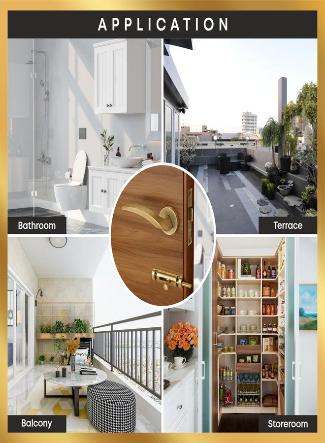 LAPO طقم مقابض وأقفال أبواب نحاسية متينة من لابو، مناسبة للحمامات والمخازن، وقفل باب مقاوم للعوامل الجوية مع مزلاج للأطفال | لمسة نهائية عتيقة | ضمان 3 سنوات Ro - 115 - Image 5